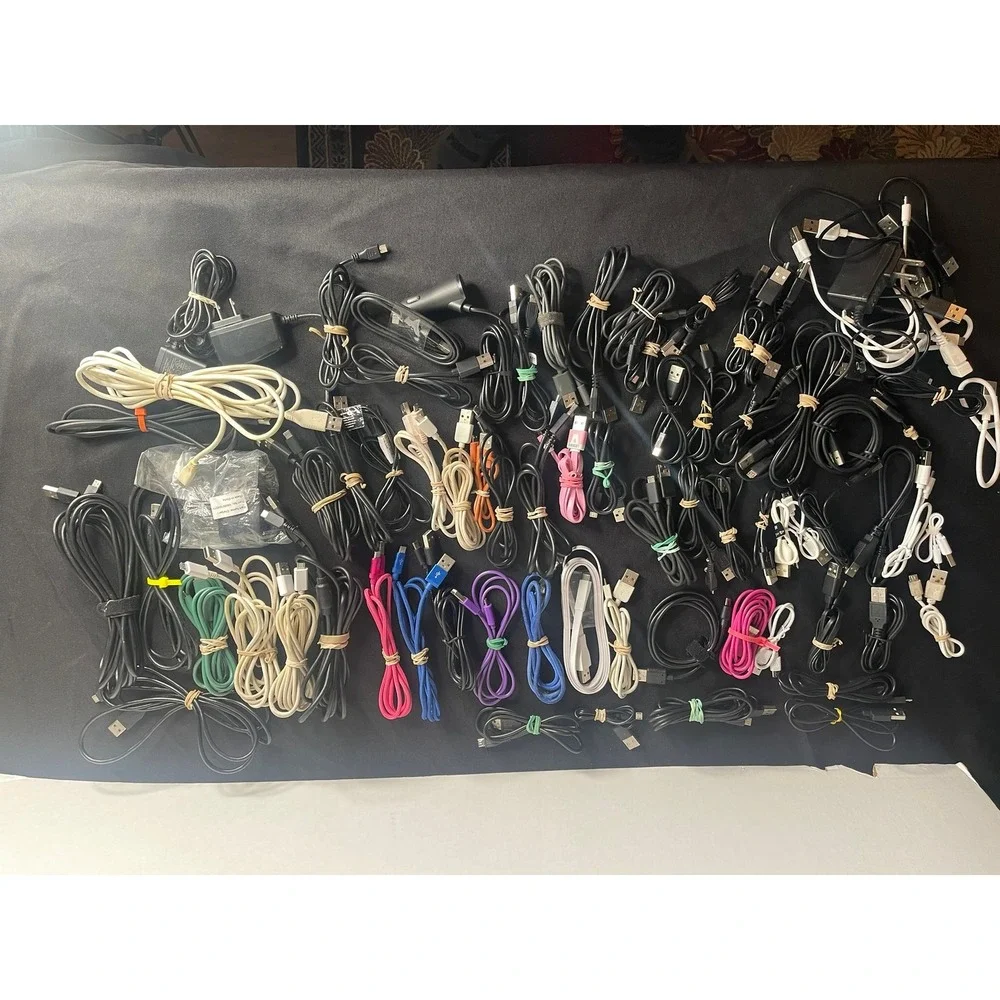 Bulk Lot 75+ USB to Micro-USB Charging Data Cables Wall Adapters Car Charger